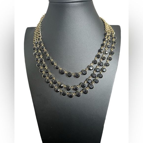 Jewelry - Vintage Black Faceted Bead Necklace